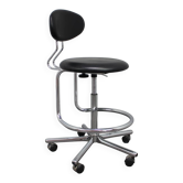 Chaise de bureau réglable en chrome sur roulettes, Tchécoslovaquie, années 1980
