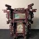Carved wooden lantern and painted glass - China, Late 19th century