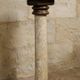 Wood and lacquer pedestal column table mimicking marble, 19th century.
