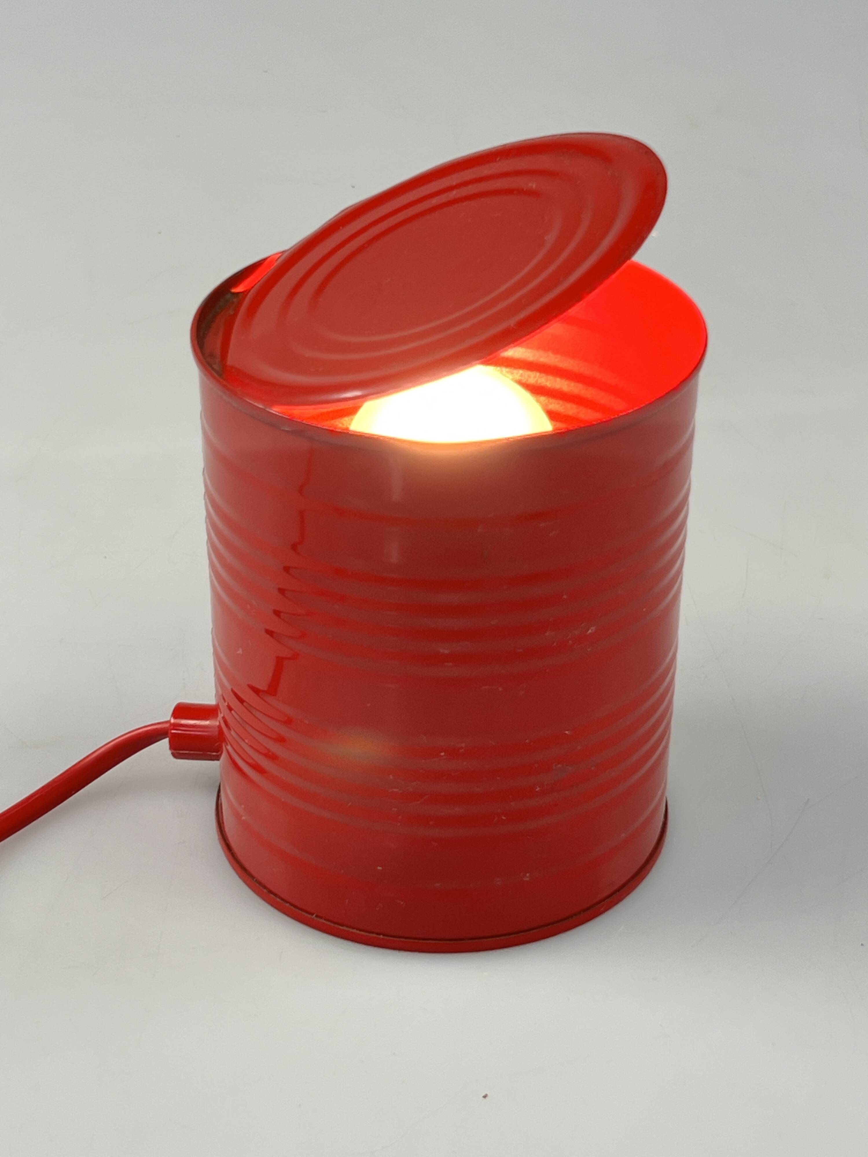 Vintage Red Tin Can Lamp, Ad Van Berlo, Vrieland Design, 1980s