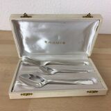 Ercuis silver metal, birth or baptism cutlery box