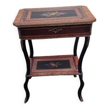Dressing table in blackened wood and marquetry, Napoleon III period