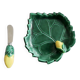 Beurrier avec couteau en barbotine Vallauris forme de feuille et citron