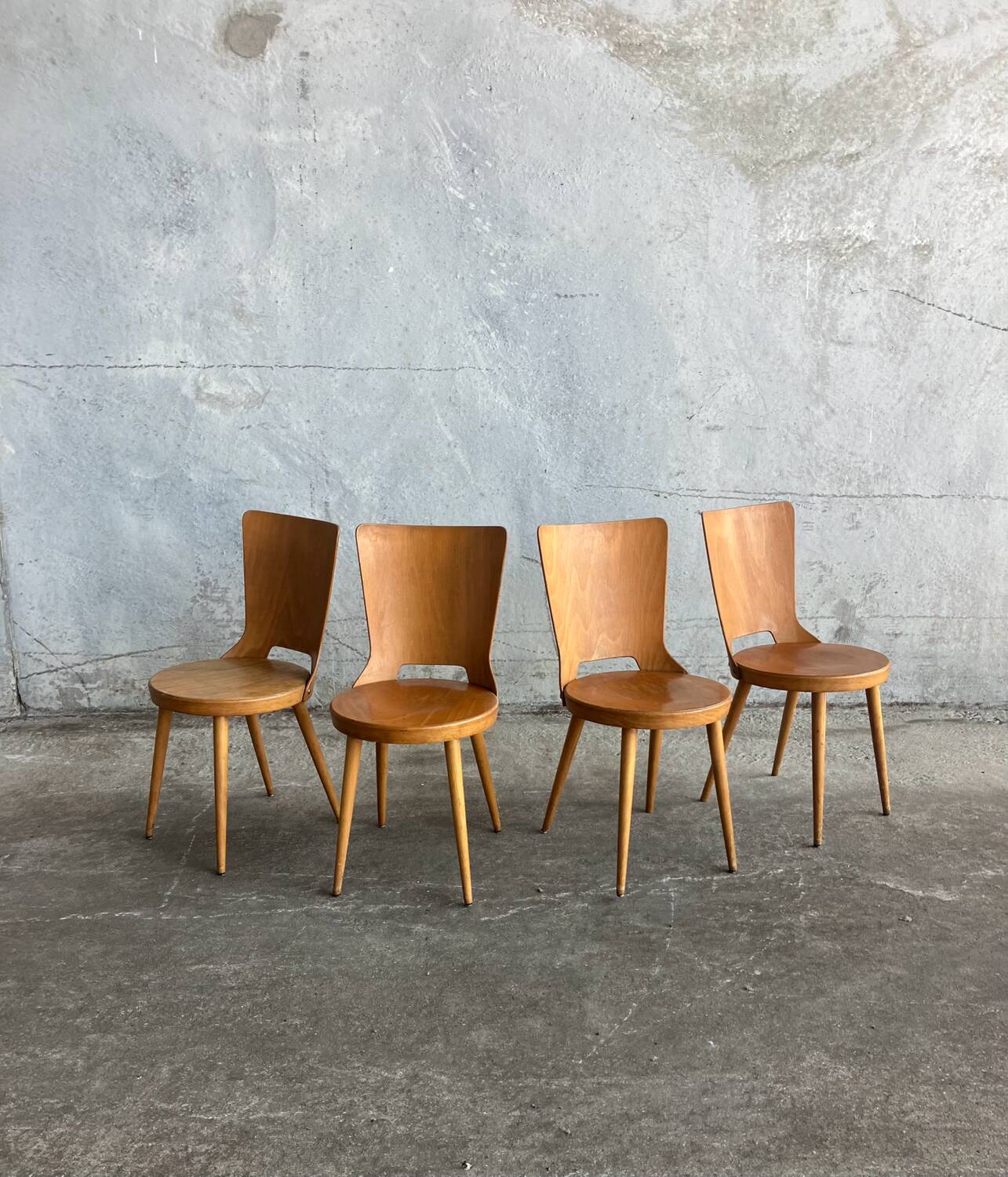 Set of 4 Baumann bistro chairs, 1960s