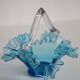 Vintage blue glass decorative basket with frills, Drost, Europe, 1960s