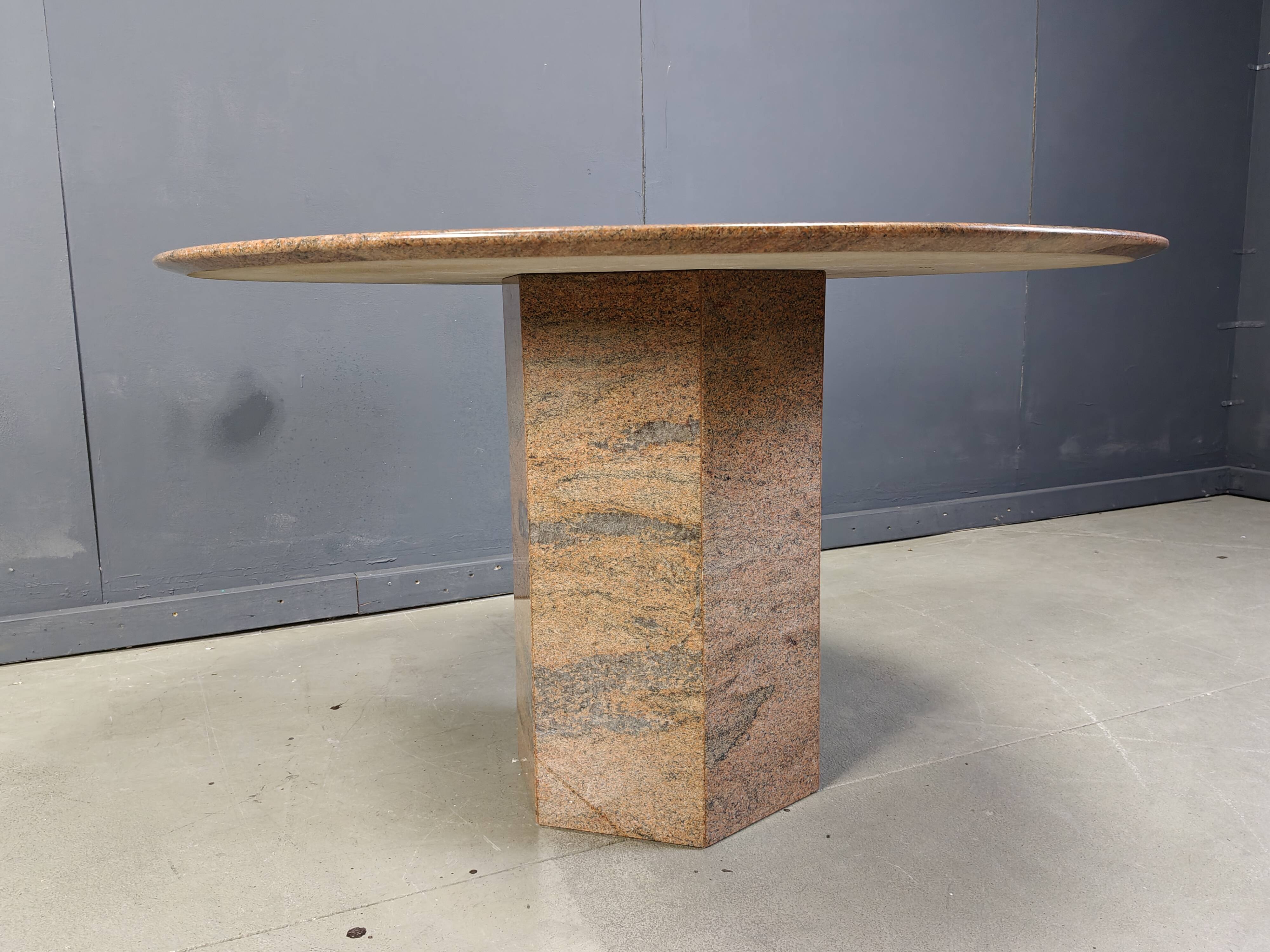 Vintage round granite dining table, 1970s