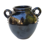 Biot glossy black potiche