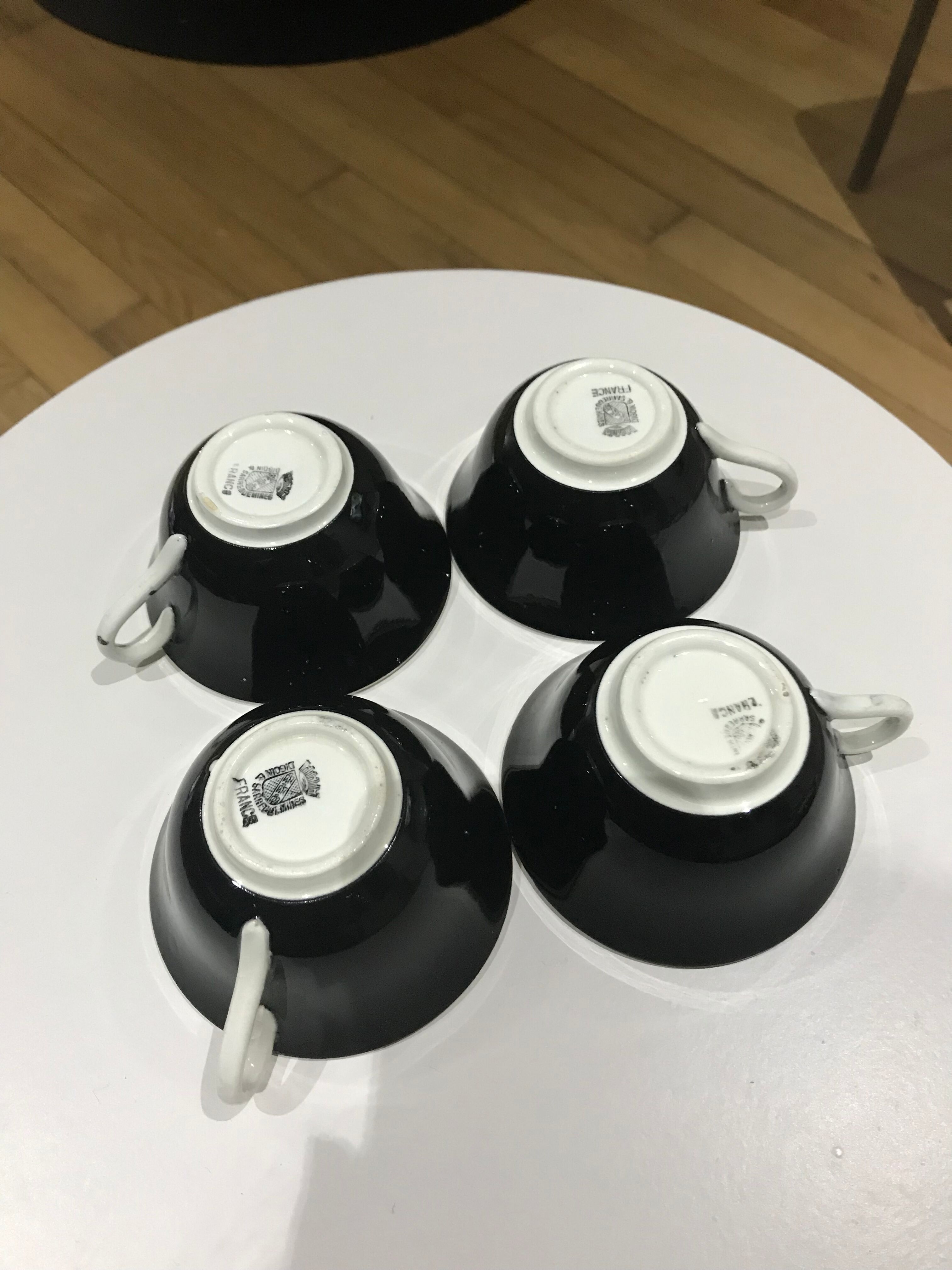 Lot of 4 cups Digoin Sarreguemines vintage