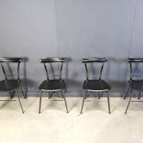 Vintage black leather dining chairs by Arrben Italy, 1980s - set of 4