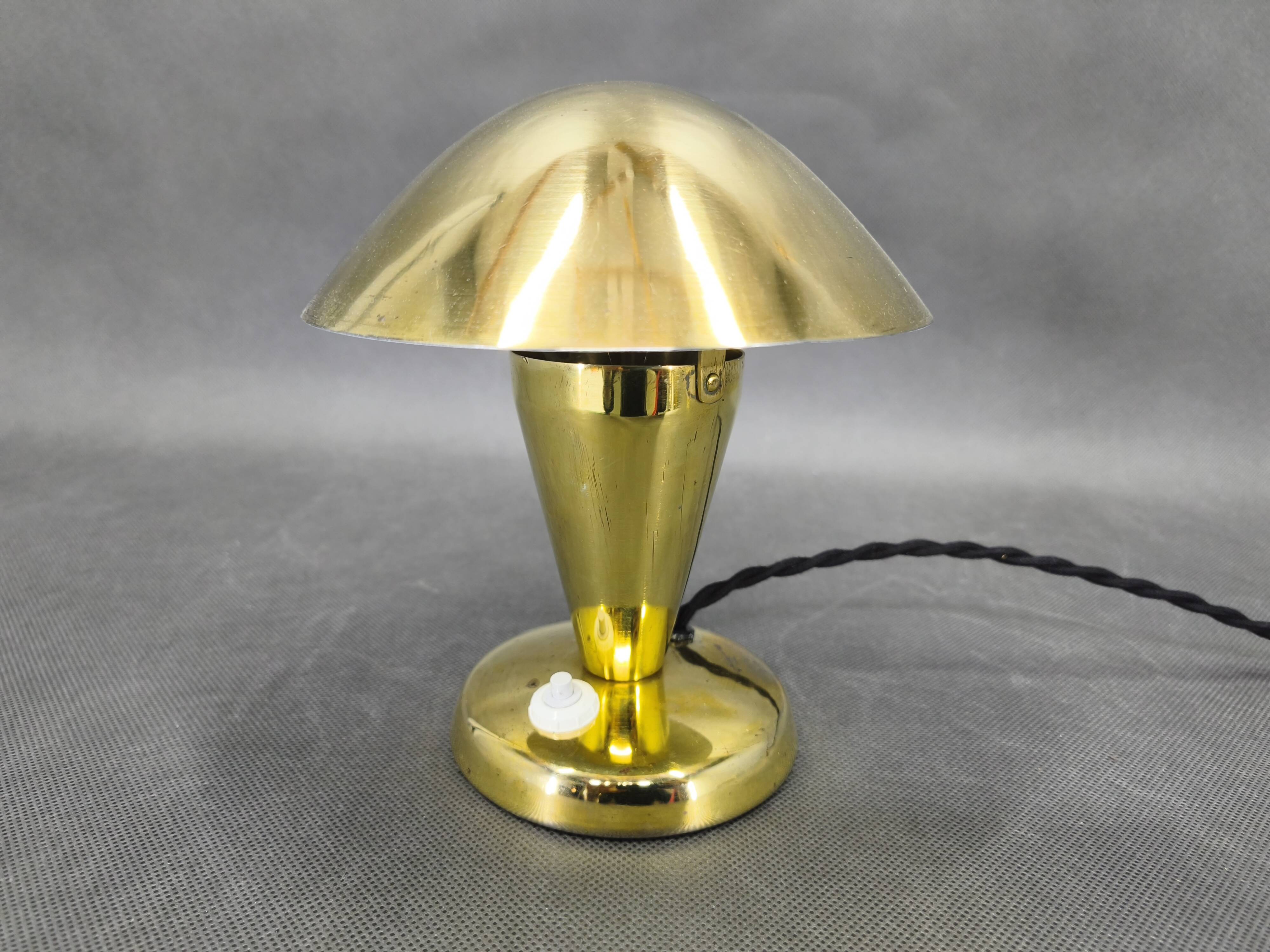 Bauhaus Brass Adjustable Table Lamp, 1930s Czechoslovakia