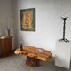 Large wrought iron floor candlestick, folk art, around 1900