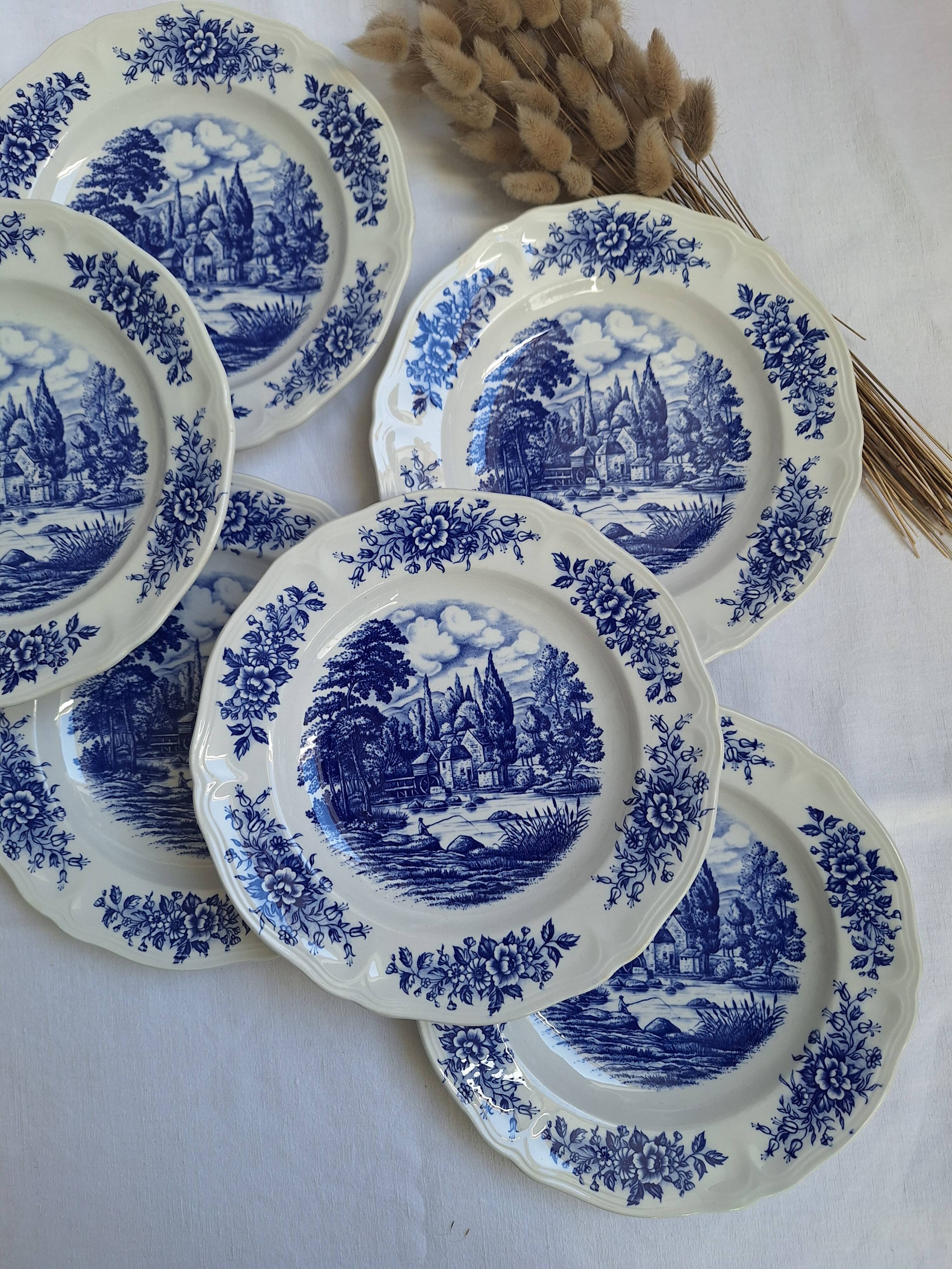 Assiettes creuses Moulin des Loups bleu