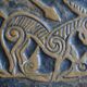 Bas-relief sculpture in terracotta inspired by the Celtic bestiary