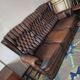 Chesterfield 3-seater chestnut coloured leather sofa