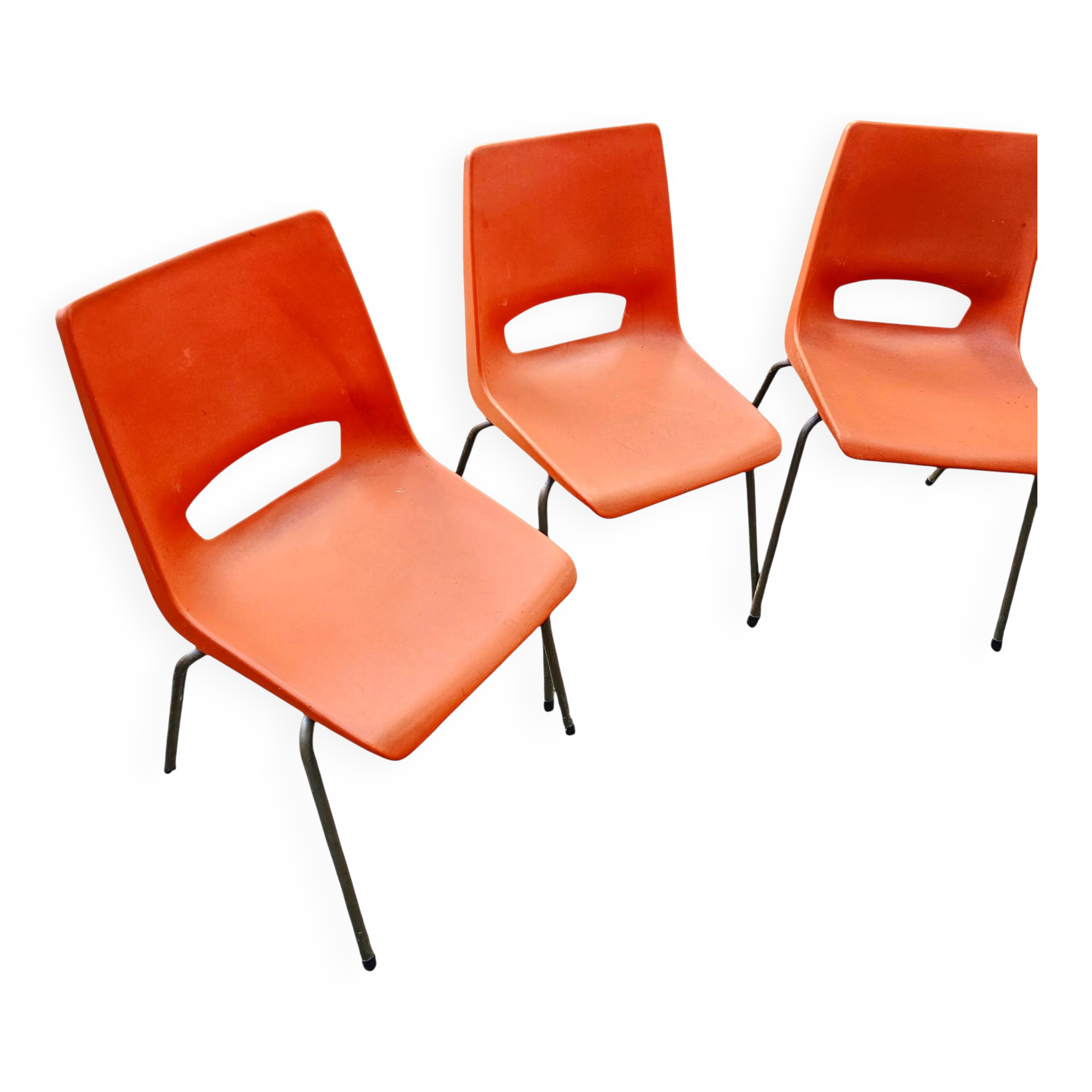 4 x Philippus Potter stacking chairs for Ahrend / Moulded seat / 1970s