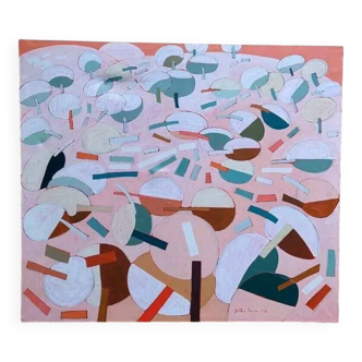 Abstract painting oil on canvas - Franco Balleri 1973 oil on canvas