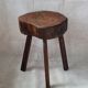 Wooden tripod stool wabi sabi trunk