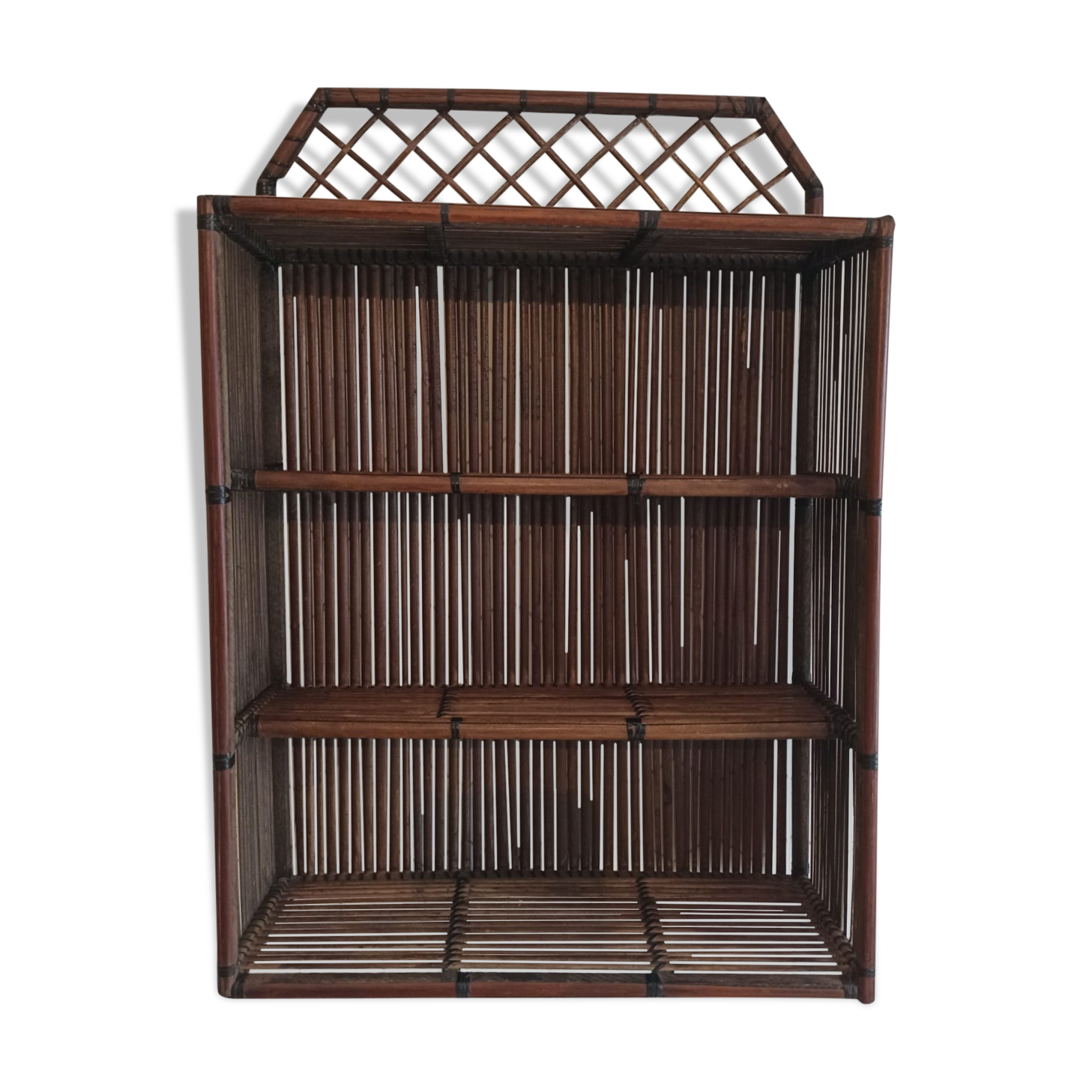 Rattan and bamboo shelf