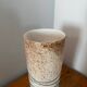 Large hand-blown glass vase in brown and beige.