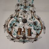 Suspension decorated with 42 blue and clear crystal flowers, Maison Baguès style, 1930s.