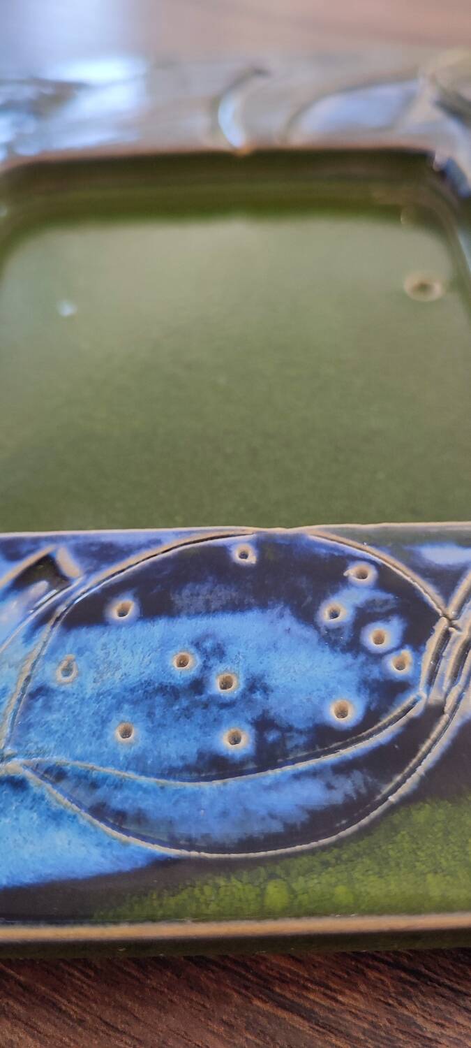 Vide-poche en céramique émaillée vintage signé , années 60/70