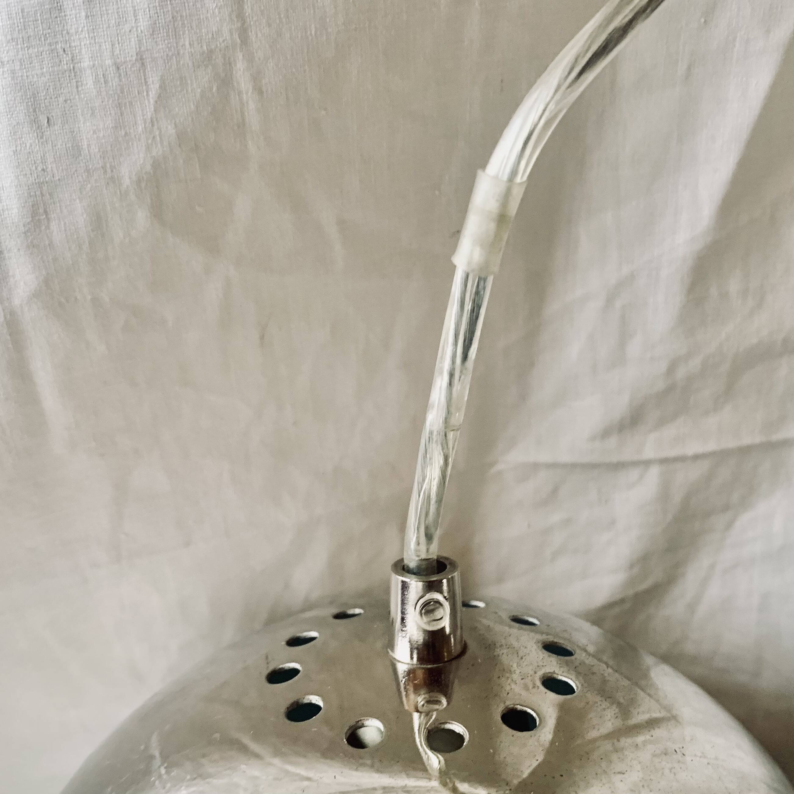 Space Age waterfall pendant light with 3 globes in chrome metal