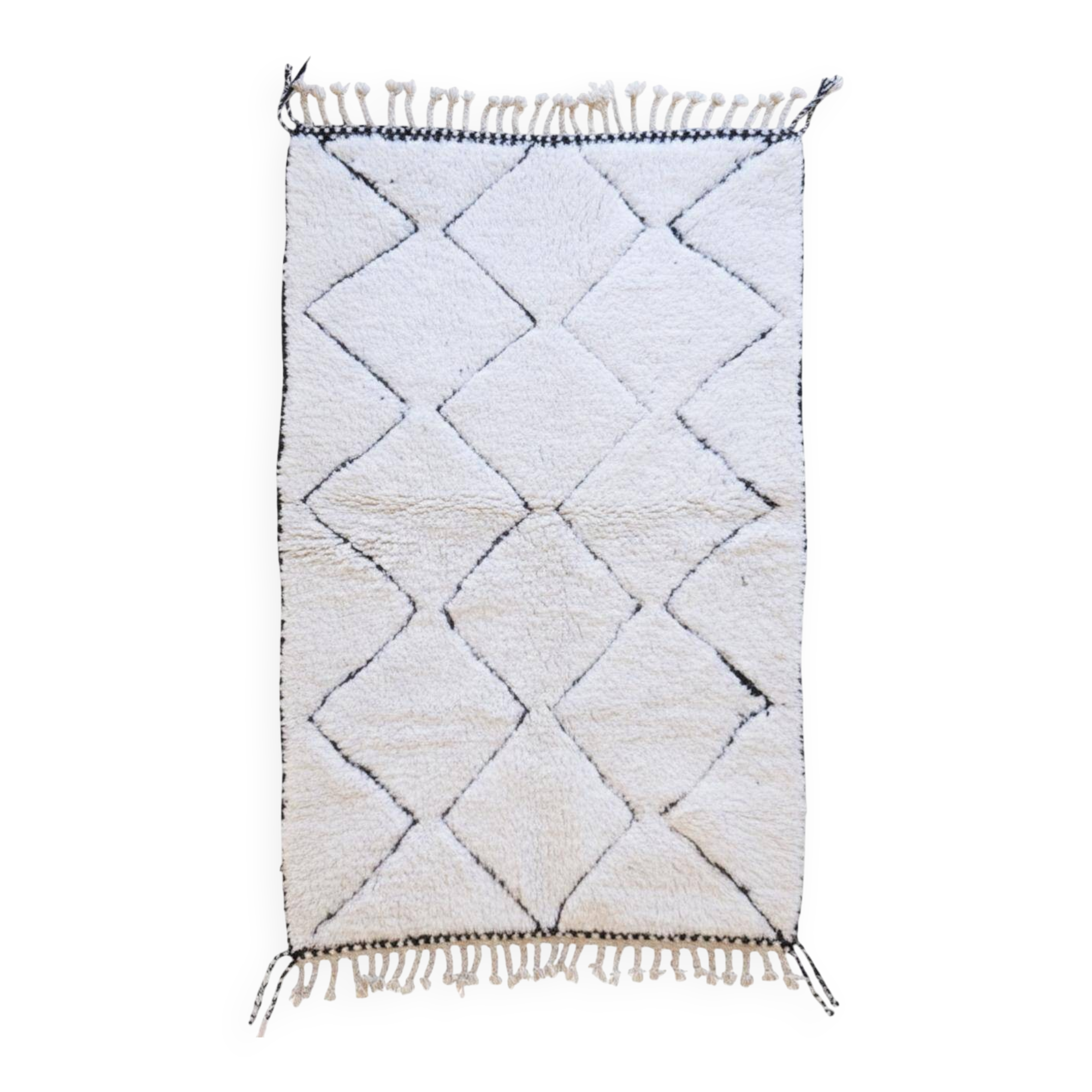 White Beni Ourain Rug - 208 x 137 cm