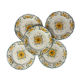 Set of 5 flat plates "Charolle" manufacture of Digoin and Sarreguemines