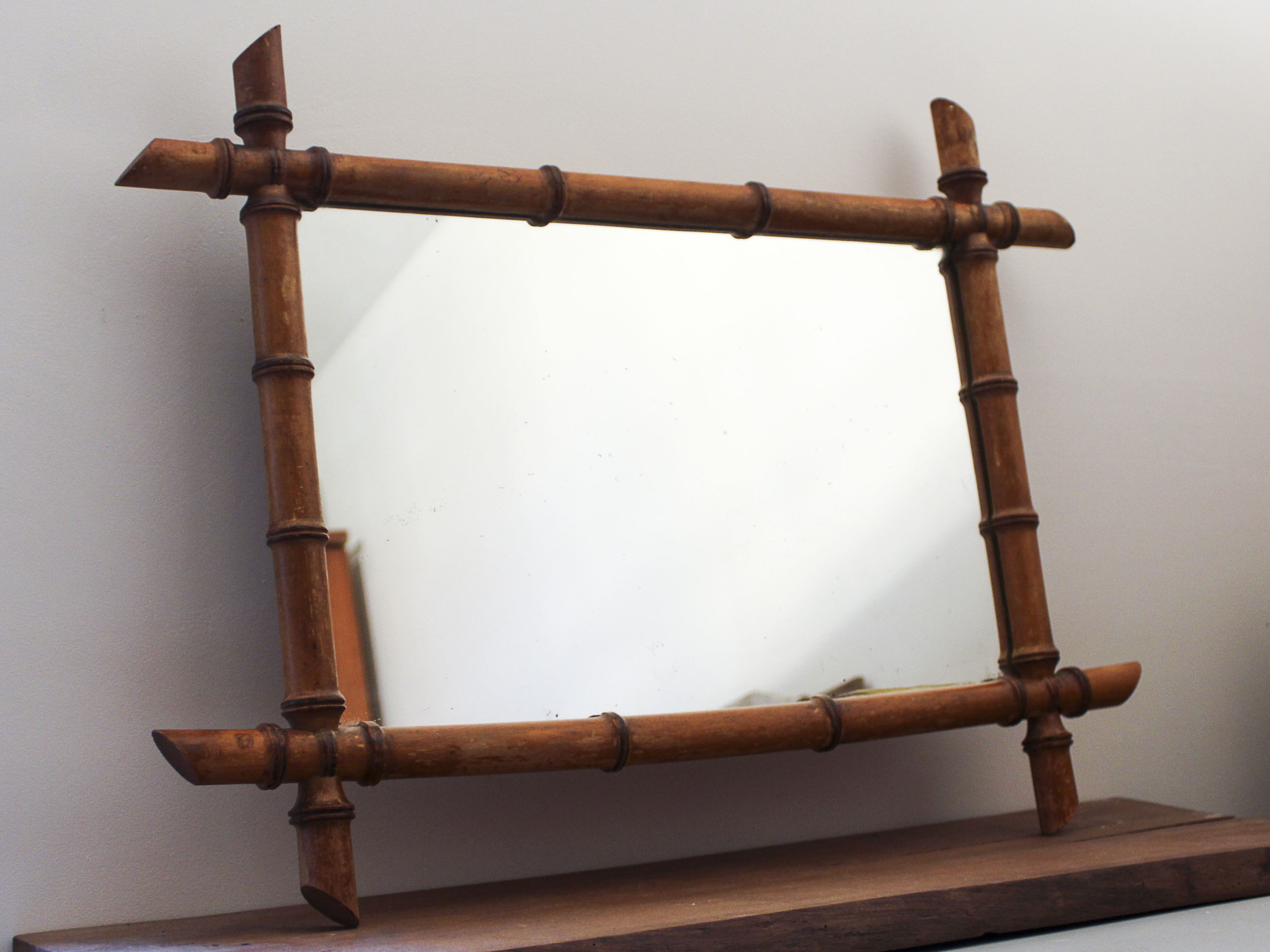 Miroir bois imitation bambou années 20, 70x52 cm