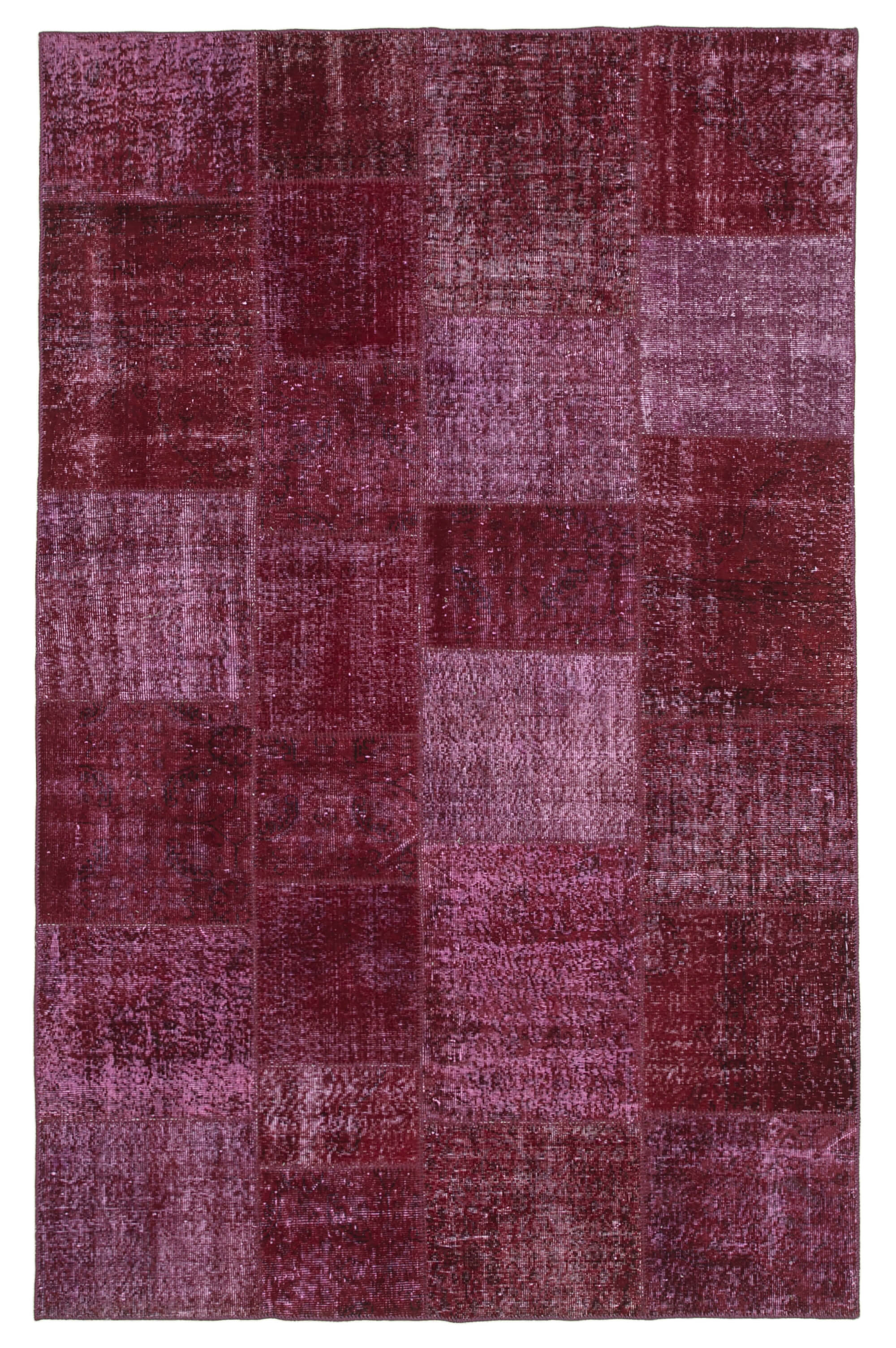 Tapis turc contemporain tissé à la main 199 cm x 300 cm tapis patchwork rouge