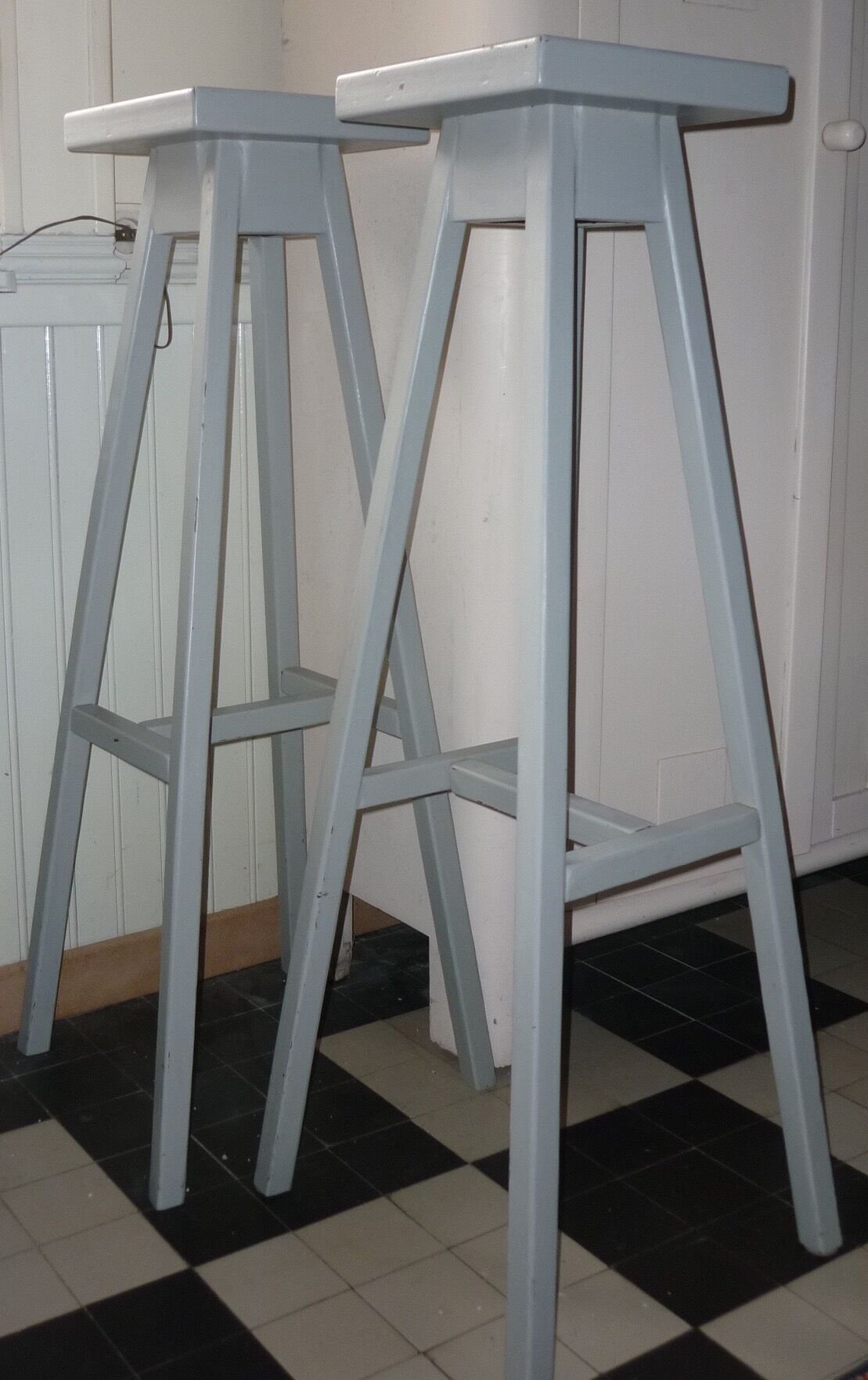Pair of grey wooden side tables