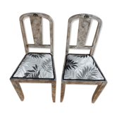 Set of 2 chic chairs with top fabrics patterned wooden leaf quality