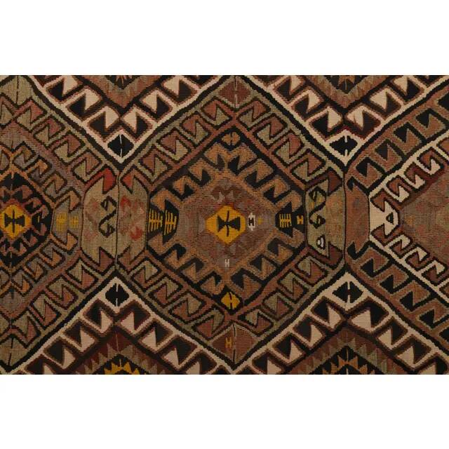 1970s Vintage Turkish Oushak Handmade Wool Cotton Orange Runner Rug 132X341
