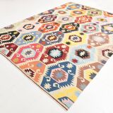 8x11 Vintage Multicolor Handmade Wool Kilim Rug, 254x348Cm