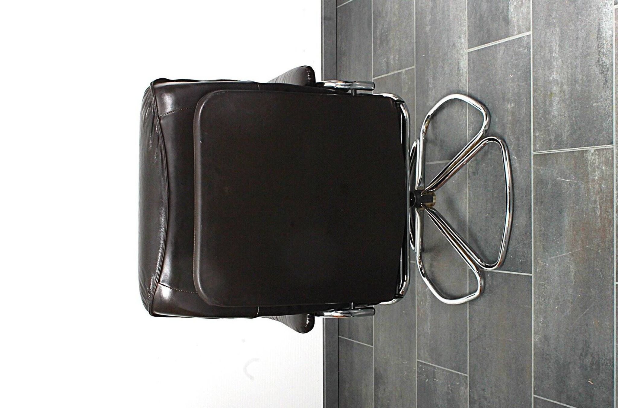 Unico 1970s Dark Brown Leather Lounge Chair and Ottoman Set of 2