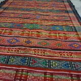 Tapis kilim berbère multicolore vintage fait à la main en laine 195x85cm