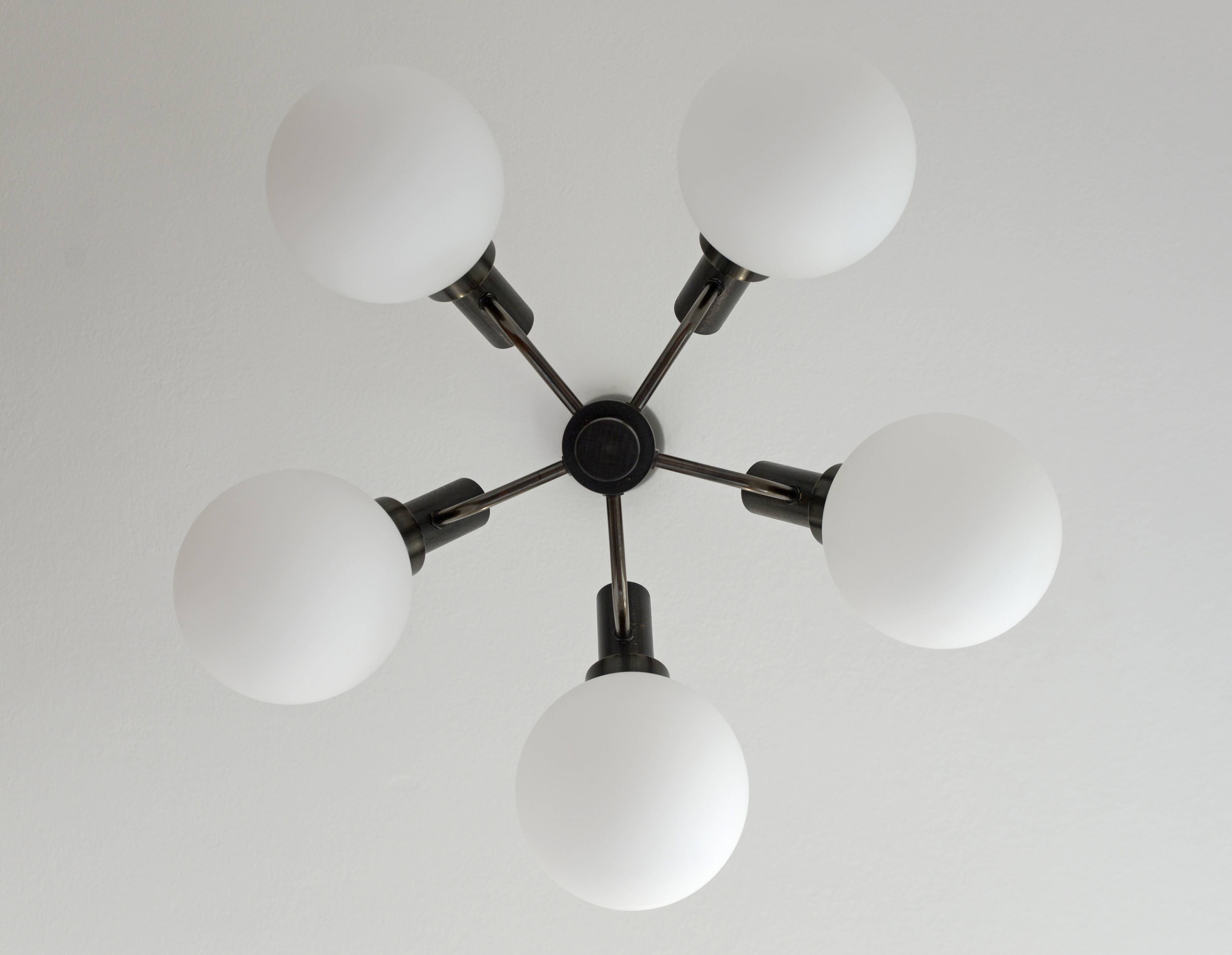 Vintage Wooden Rustic Sputnik / Copper Hanging Lamp /  Chandelier 1970's