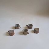Set of 5 brown stoneware cups