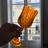 4 orange crystal glasses