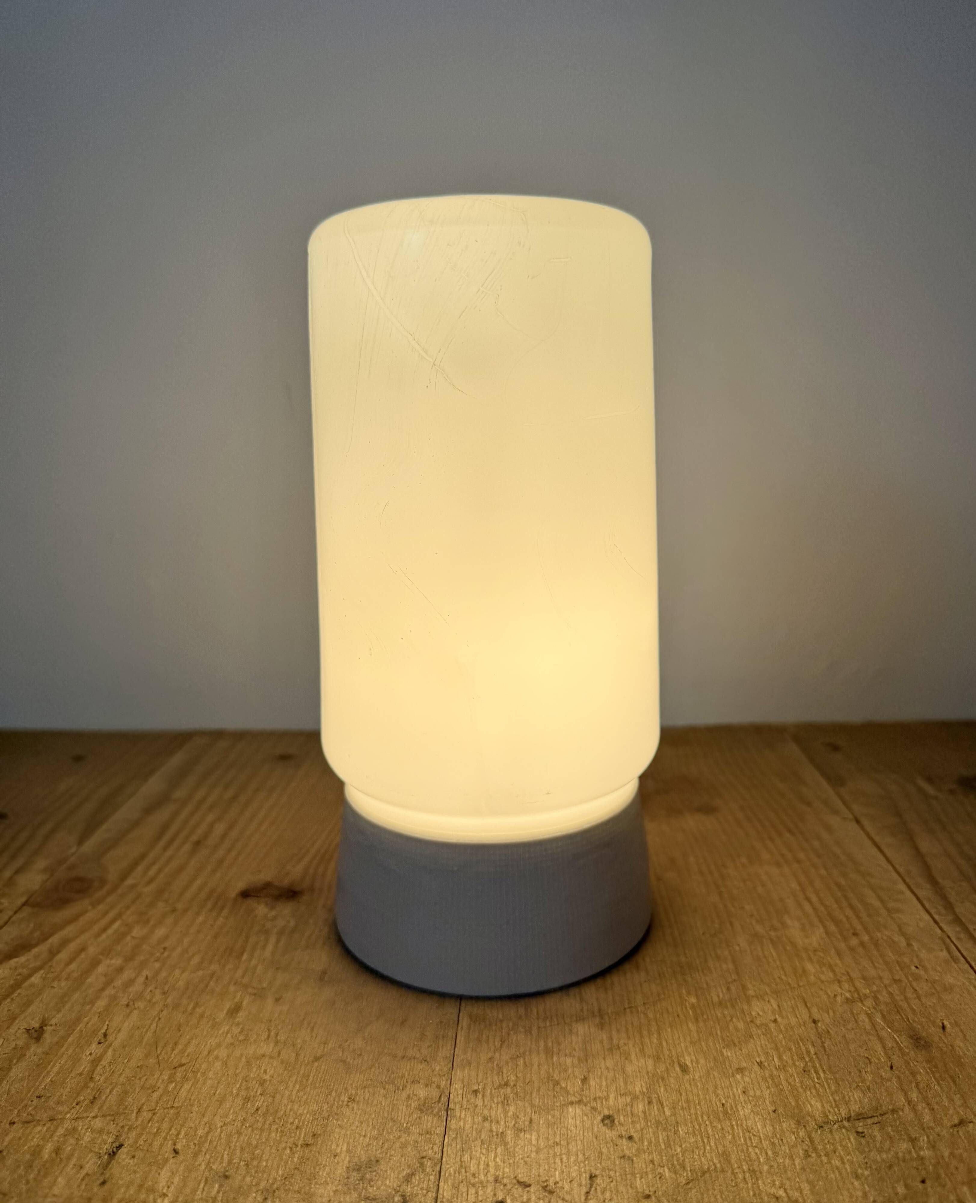 Vintage White Porcelain Ceiling Light with Milk Glass, 1970s
