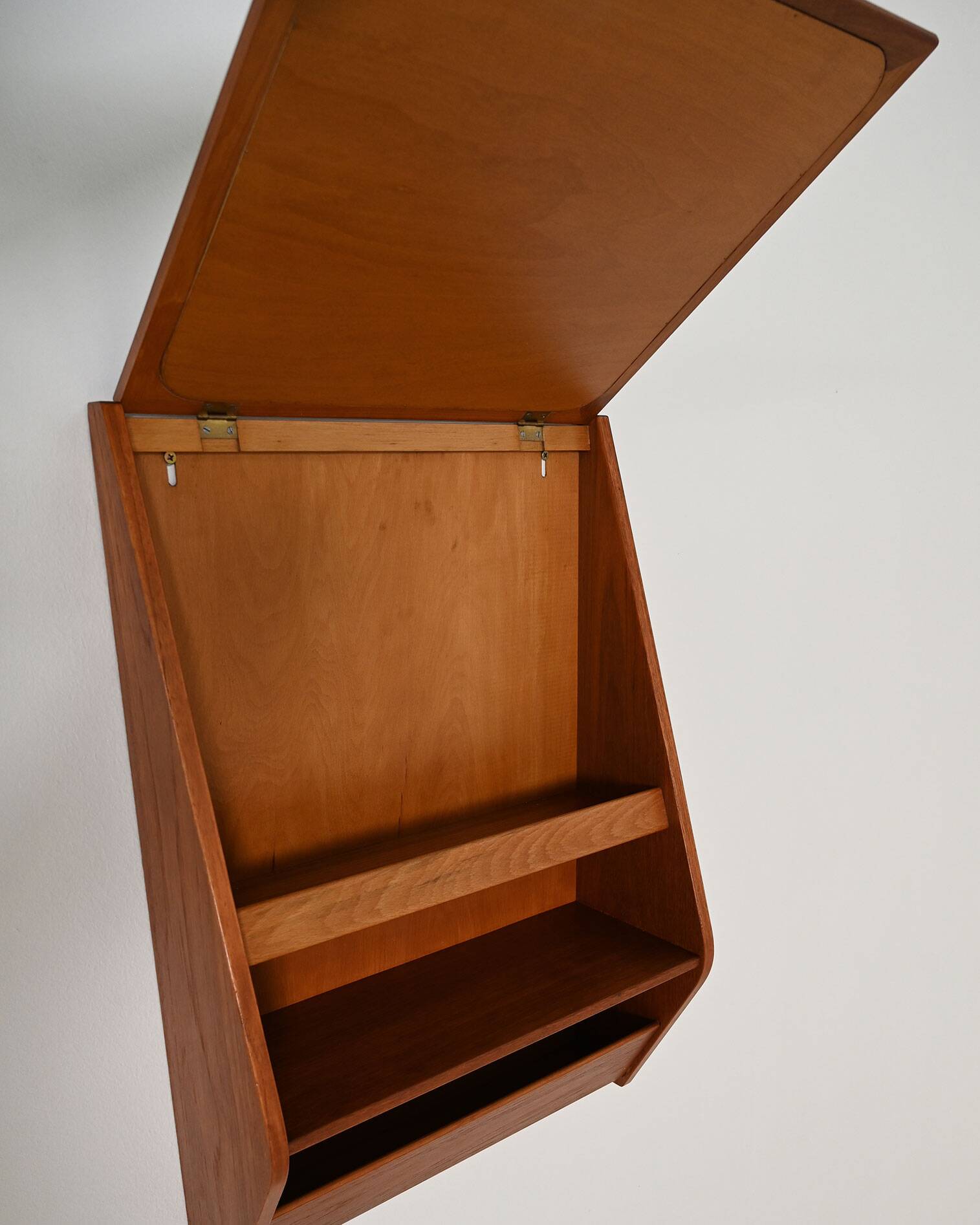 Scandinavian teak wall mirror with storage compartment, 1960s