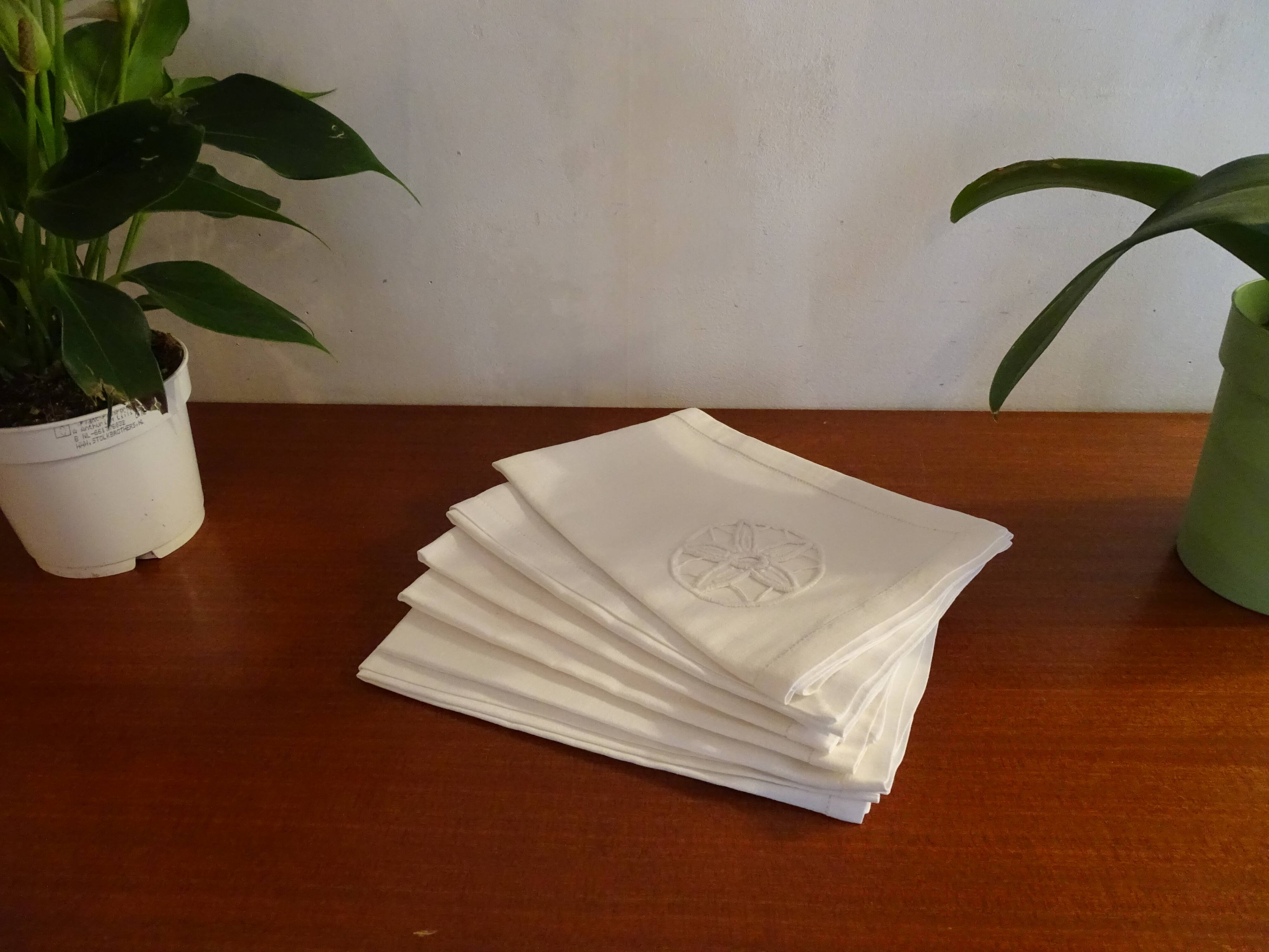 6 openwork napkins cotton mixed race 47 x 47 flower decoration