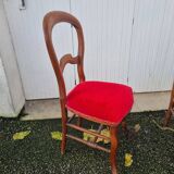 4 red velvet medallion chairs