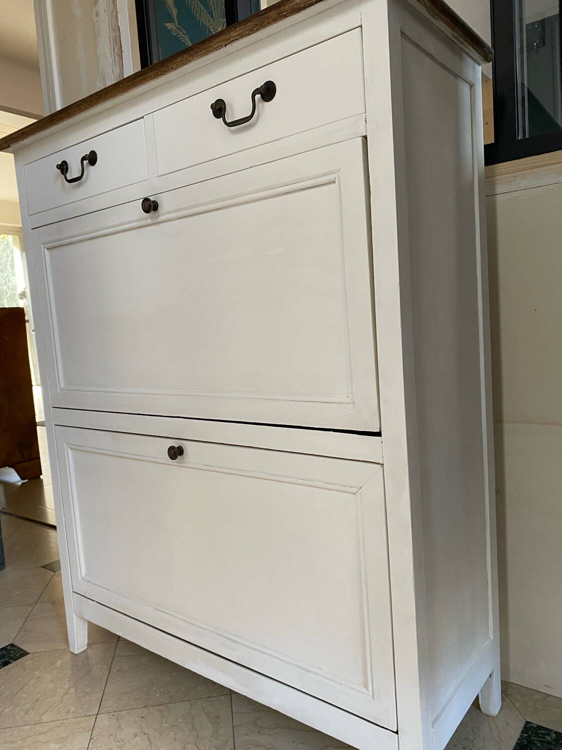 Restored wooden shoe cabinet