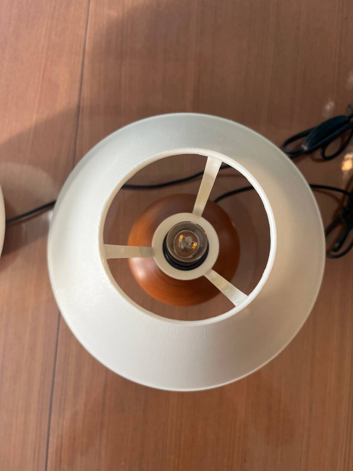 Pair of solid wood ball lamps