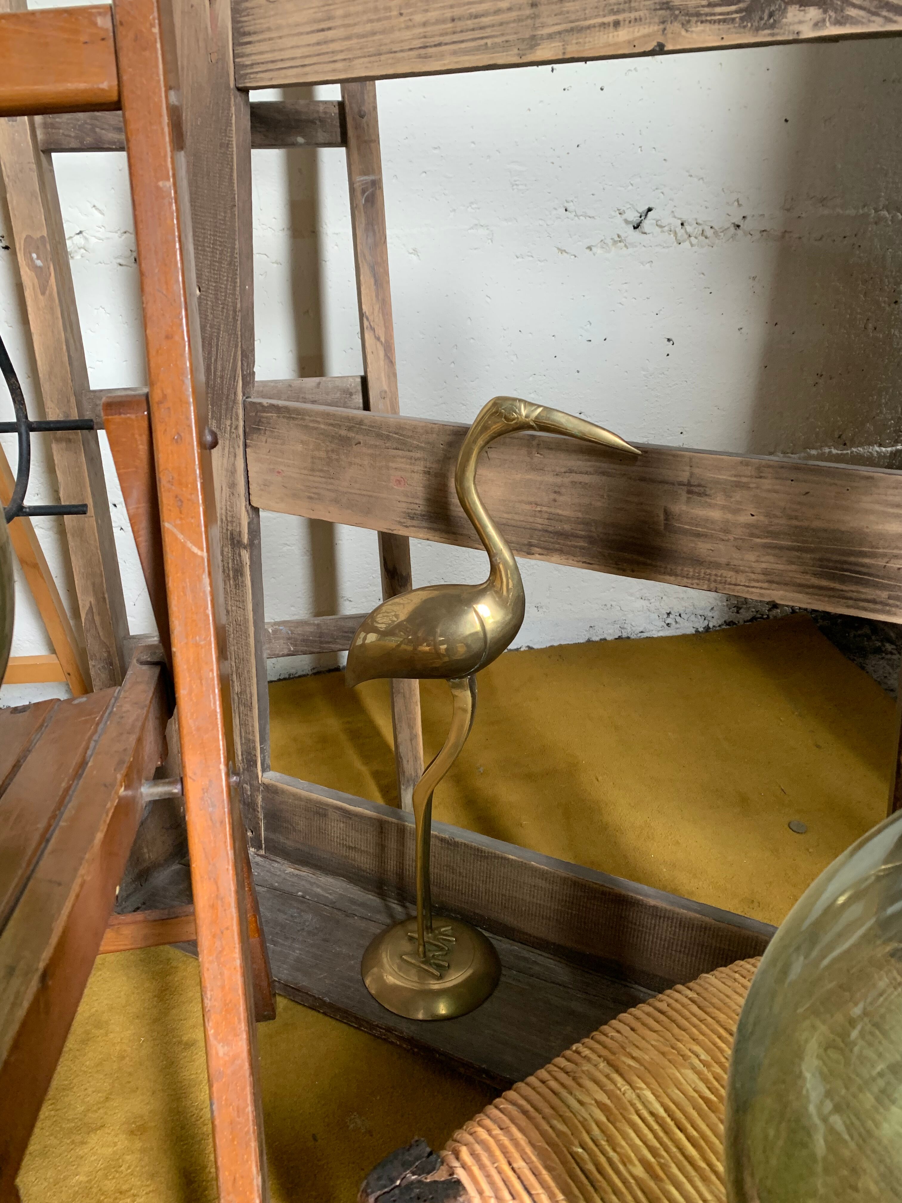 Pink flamingo in brass