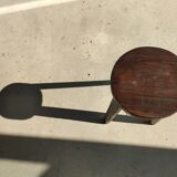 Small high tripod stool in brown solid wood