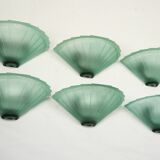 Set of six De Majo sconces in thick green murano glass. Italy 1980s