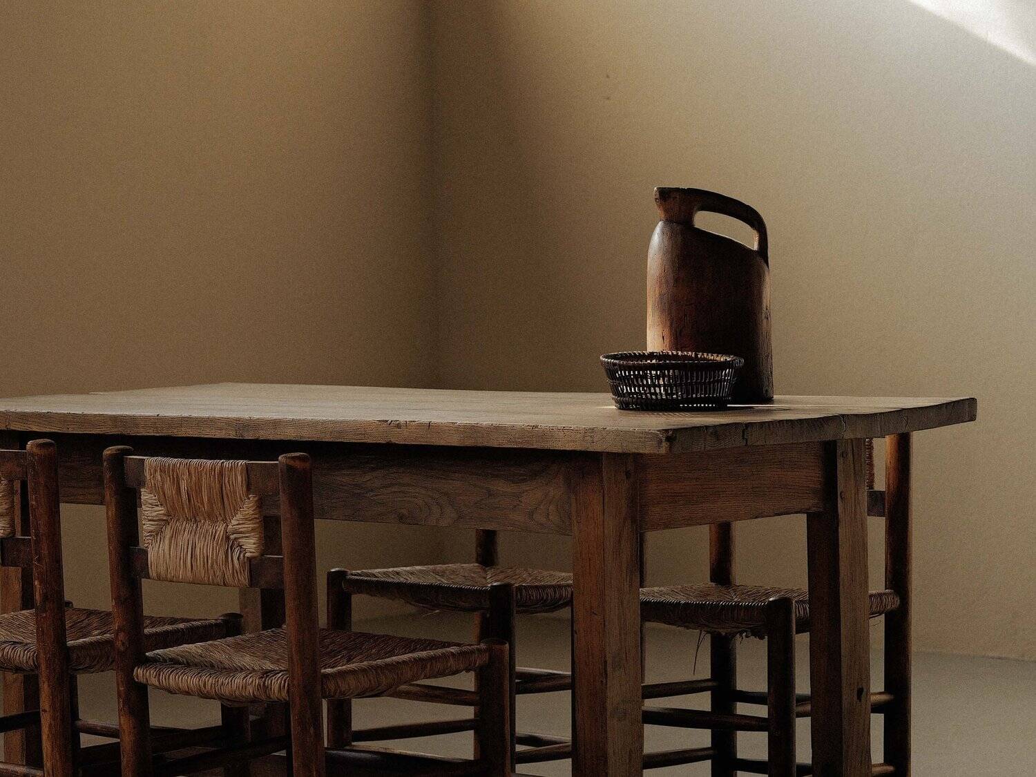Handcrafted solid oak farmhouse table – France, 1950s