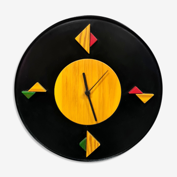 Post modern Memphis style wall clock, Italy 1980s